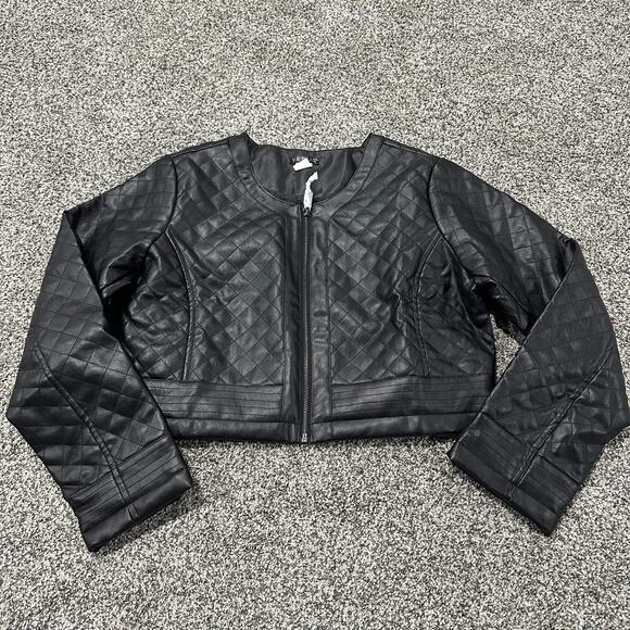 New with tags, VENUS Faux-Leather Quilted Jacket Black, Size 16 - Picture 5 of 14